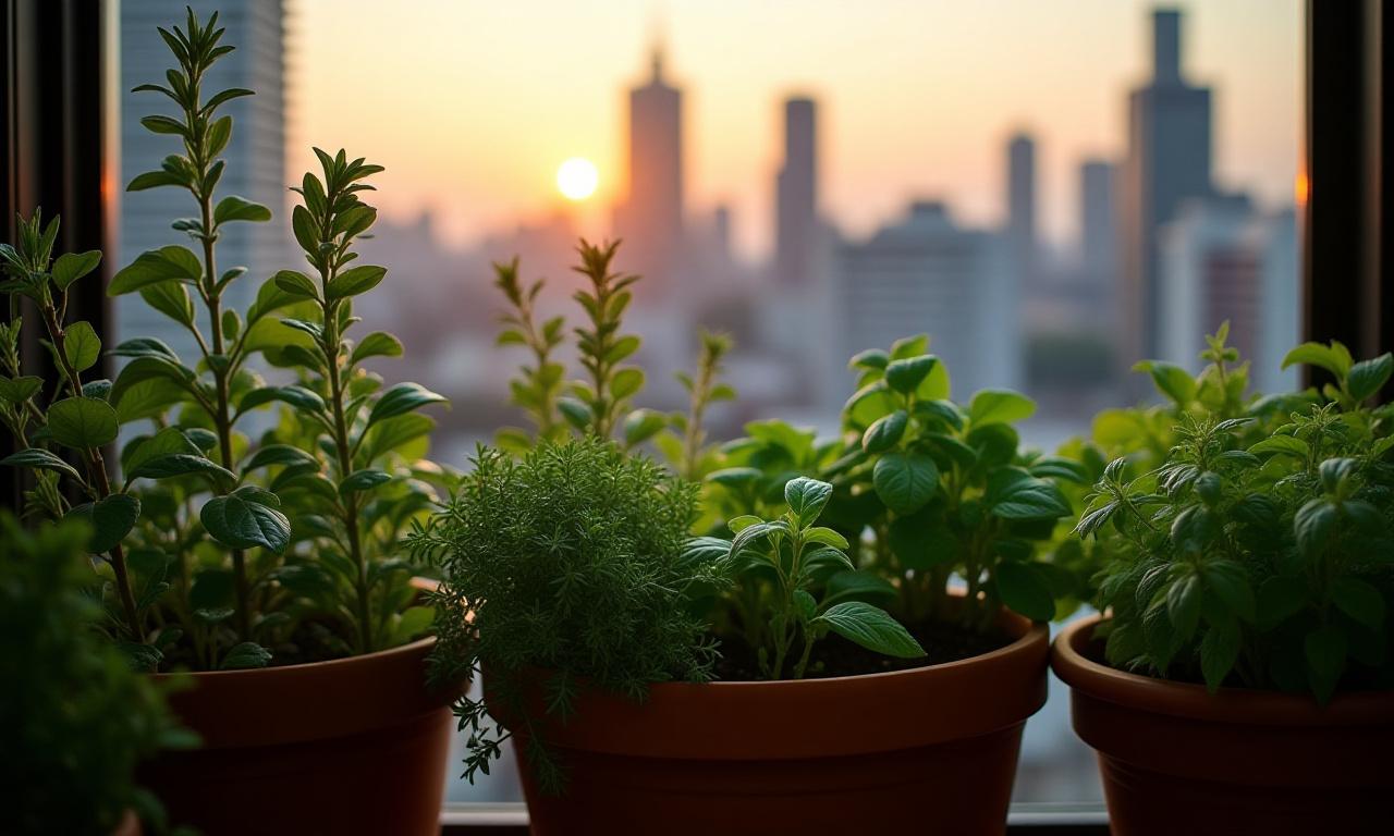 Lush balcony herb garden in Minato, Tokyo