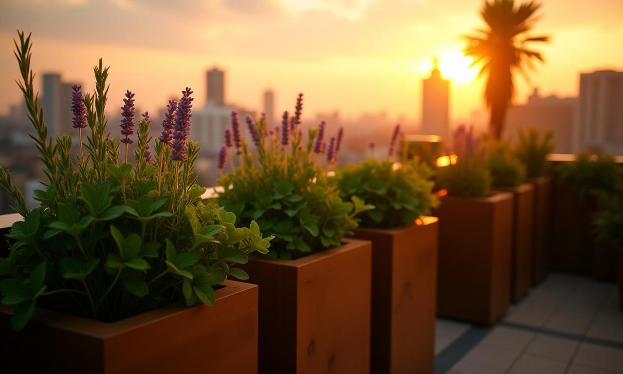 Lush urban herb garden in Tokyo